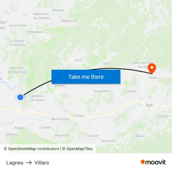 Lagnes to Villars map