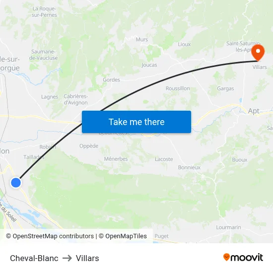 Cheval-Blanc to Villars map