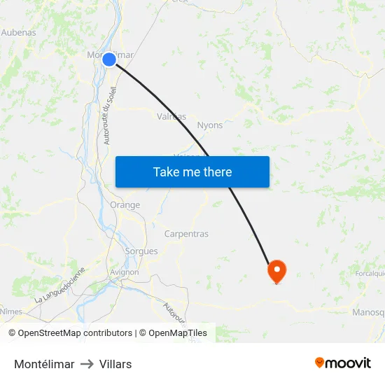 Montélimar to Villars map