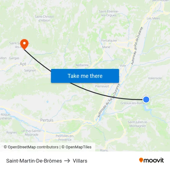 Saint-Martin-De-Brômes to Villars map