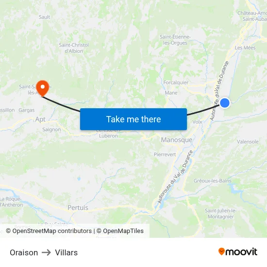 Oraison to Villars map
