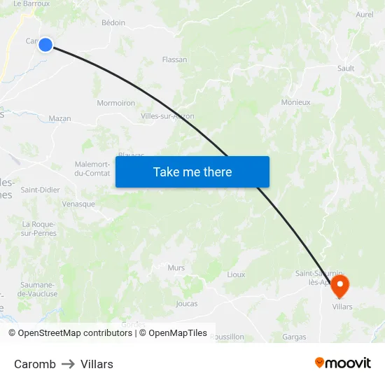 Caromb to Villars map