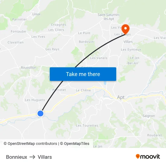 Bonnieux to Villars map