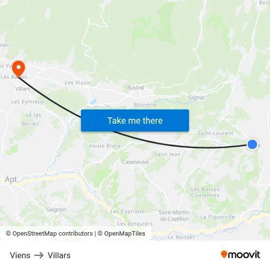 Viens to Villars map