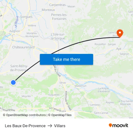 Les Baux-De-Provence to Villars map
