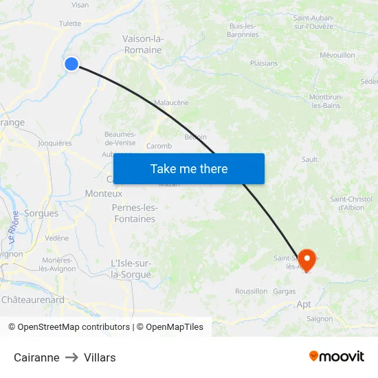 Cairanne to Villars map