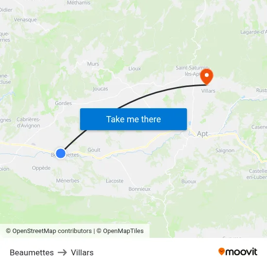 Beaumettes to Villars map