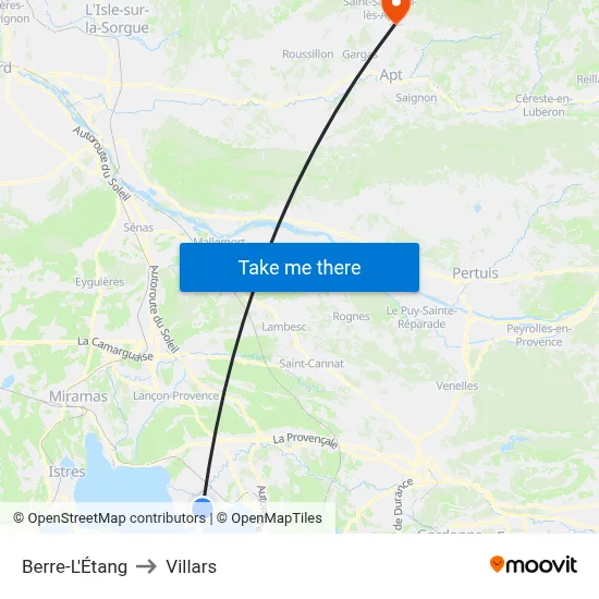 Berre-L'Étang to Villars map
