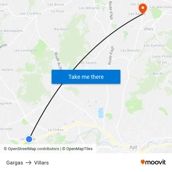 Gargas to Villars map