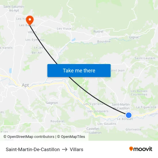 Saint-Martin-De-Castillon to Villars map