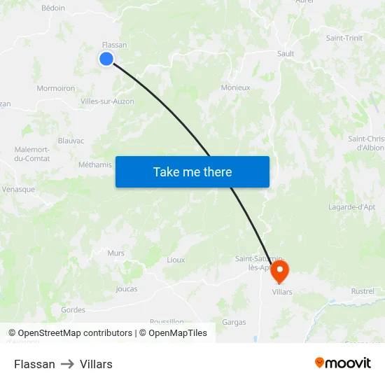 Flassan to Villars map