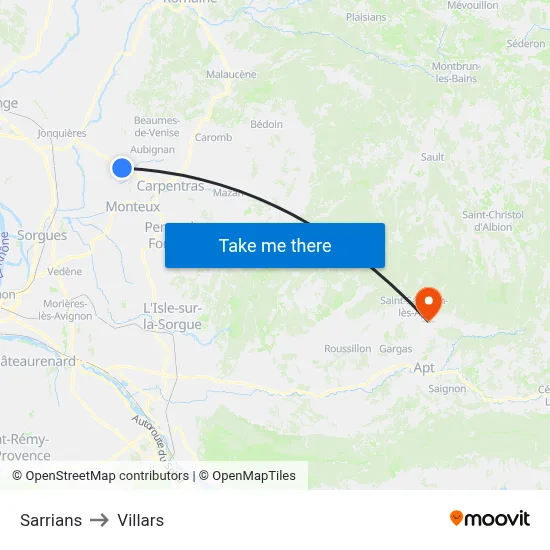 Sarrians to Villars map