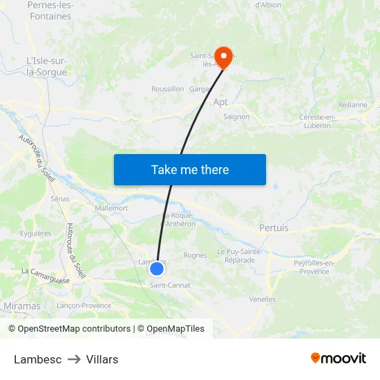 Lambesc to Villars map