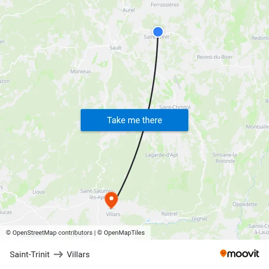 Saint-Trinit to Villars map