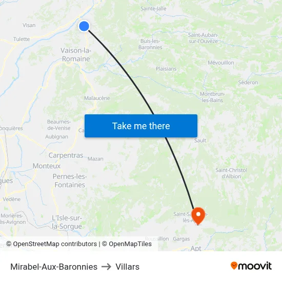 Mirabel-Aux-Baronnies to Villars map