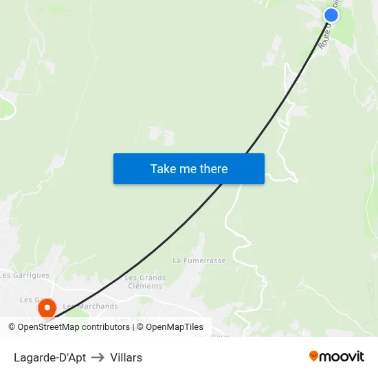 Lagarde-D'Apt to Villars map