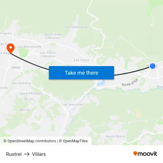 Rustrel to Villars map