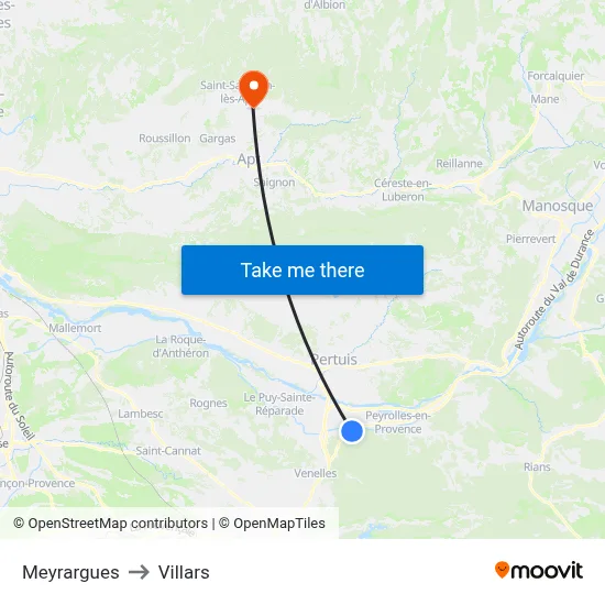 Meyrargues to Villars map