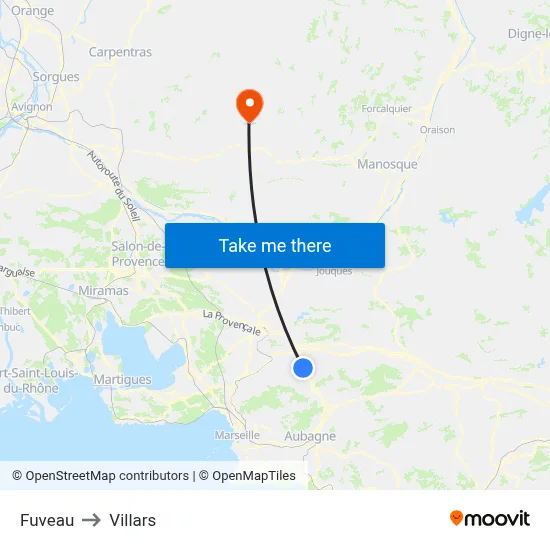Fuveau to Villars map