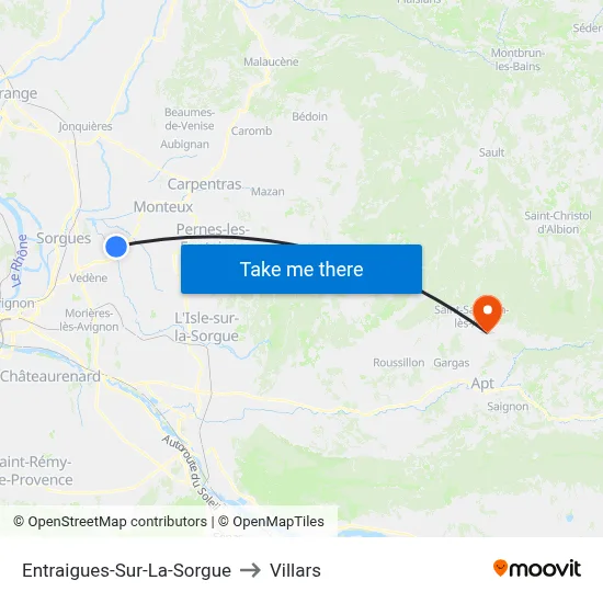 Entraigues-Sur-La-Sorgue to Villars map