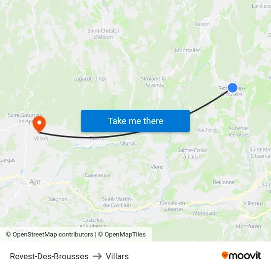 Revest-Des-Brousses to Villars map