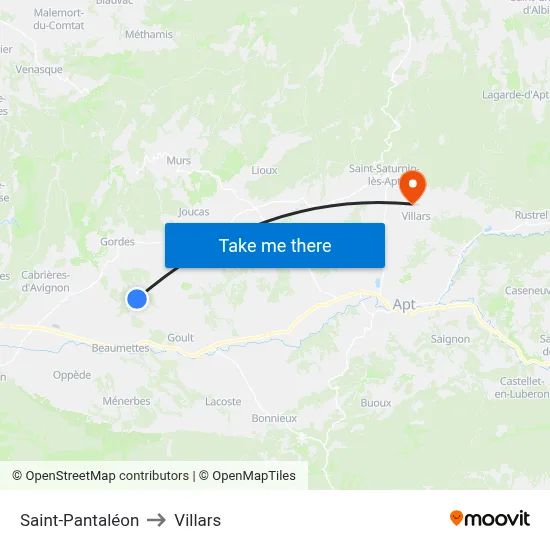 Saint-Pantaléon to Villars map