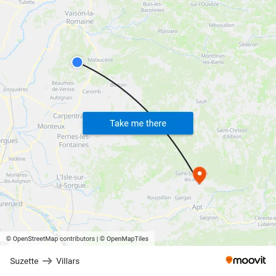 Suzette to Villars map