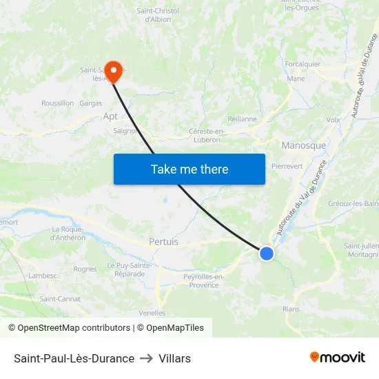 Saint-Paul-Lès-Durance to Villars map