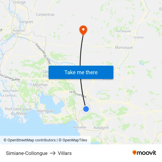 Simiane-Collongue to Villars map