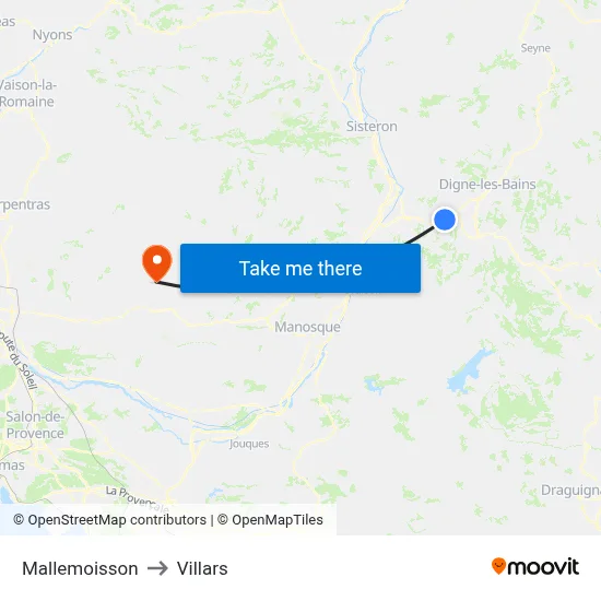 Mallemoisson to Villars map