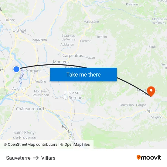 Sauveterre to Villars map