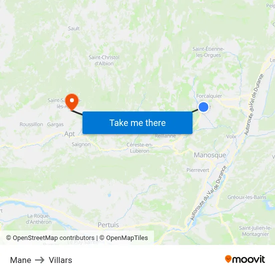 Mane to Villars map