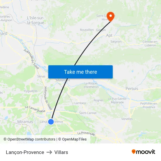 Lançon-Provence to Villars map