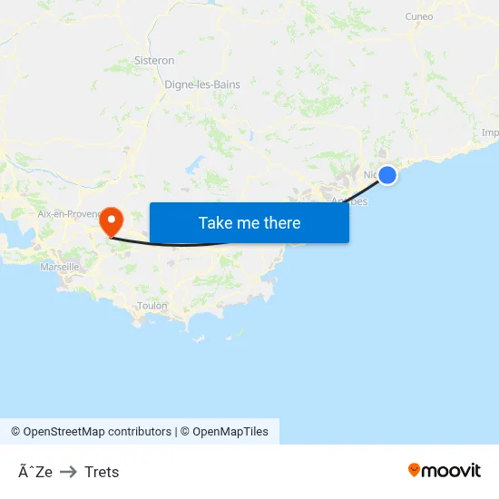 ÃˆZe to Trets map