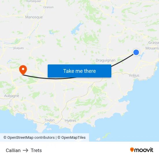 Callian to Trets map