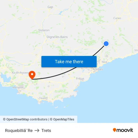 Roquebilliã¨Re to Trets map