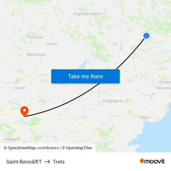 Saint-Benoã®T to Trets map