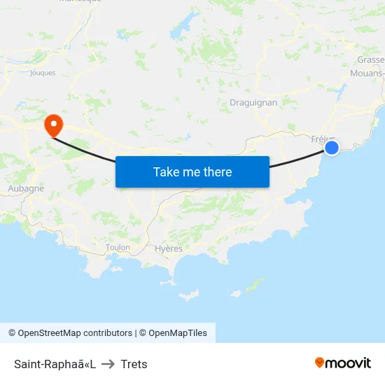 Saint-Raphaã«L to Trets map