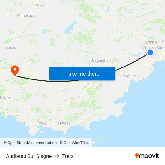 Auribeau Sur Siagne to Trets map