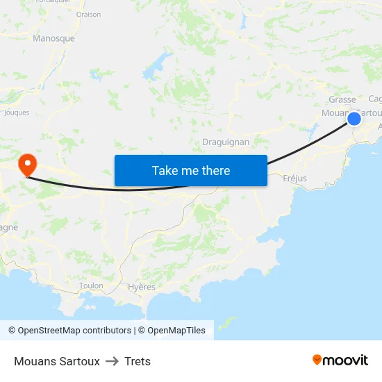 Mouans Sartoux to Trets map