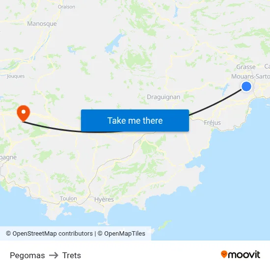 Pegomas to Trets map