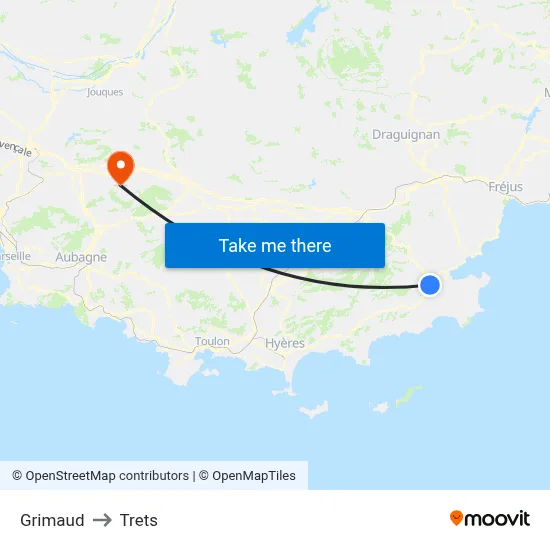 Grimaud to Trets map