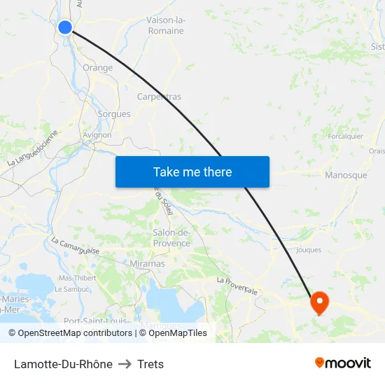 Lamotte-Du-Rhône to Trets map