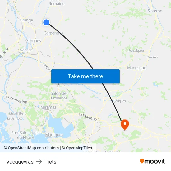 Vacqueyras to Trets map