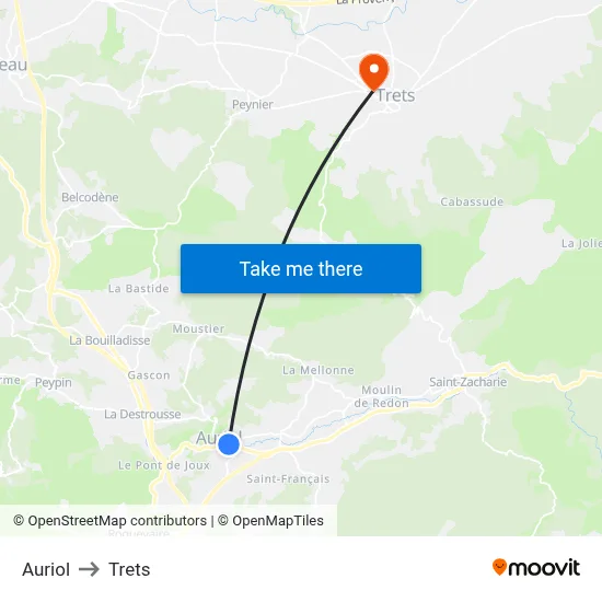 Auriol to Trets map