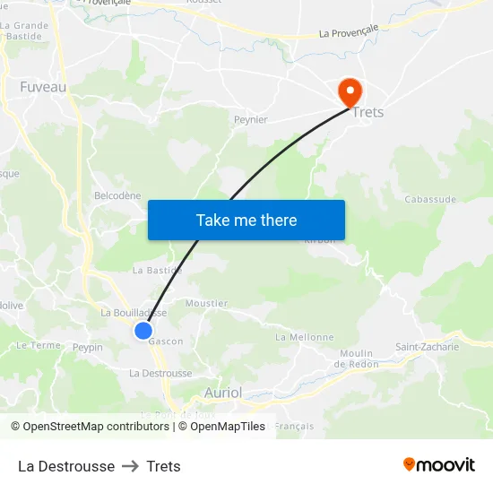 La Destrousse to Trets map