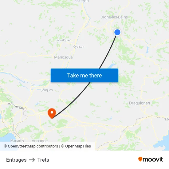 Entrages to Trets map
