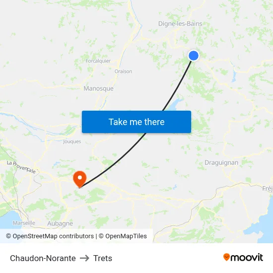 Chaudon-Norante to Trets map