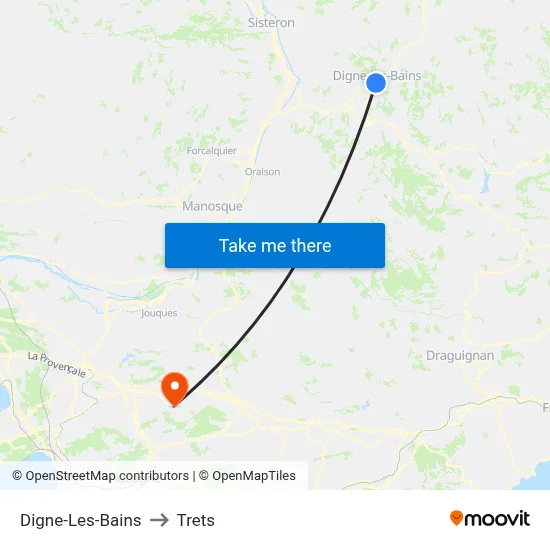 Digne-Les-Bains to Trets map
