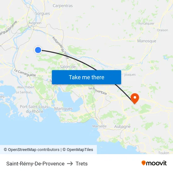 Saint-Rémy-De-Provence to Trets map